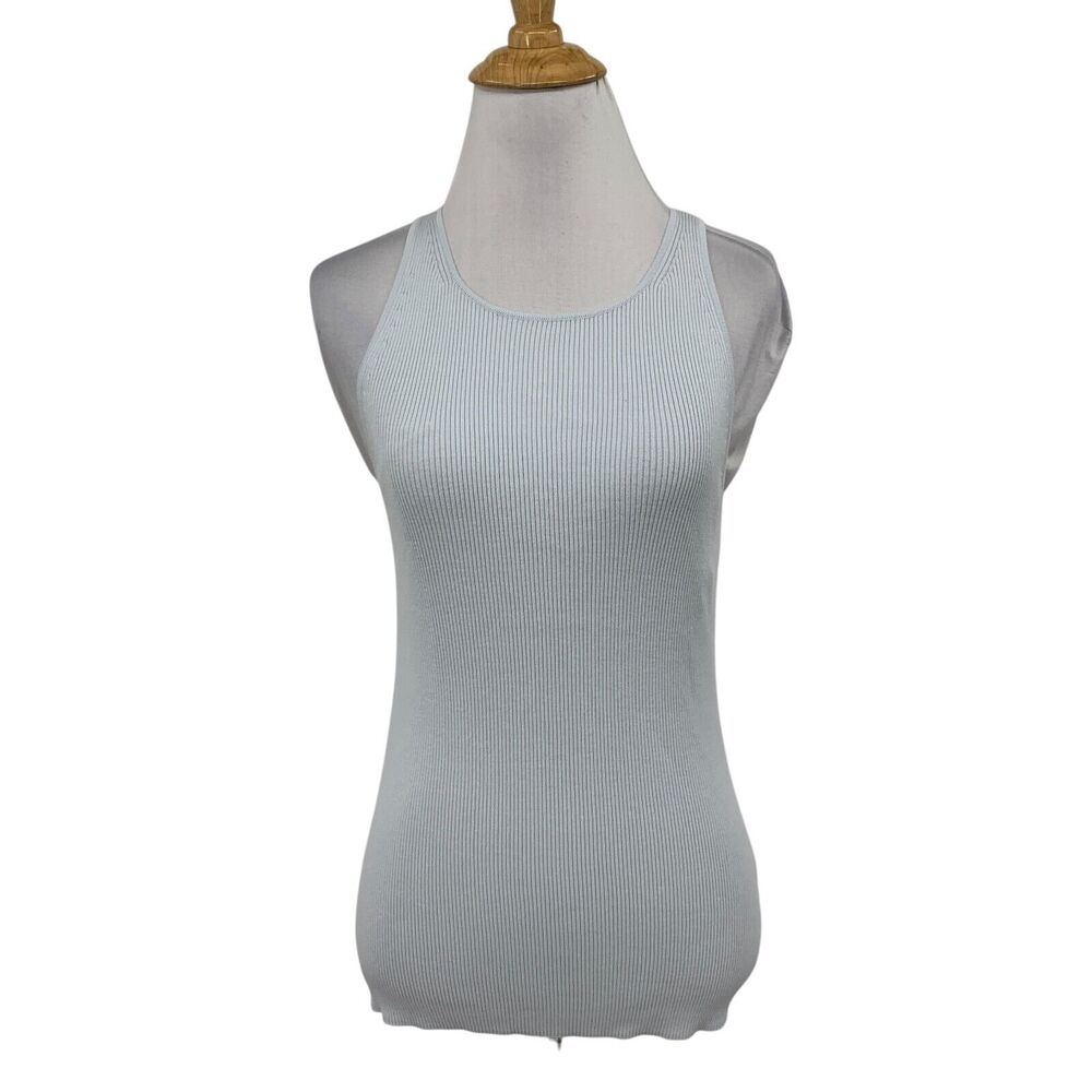 Banana Republic Tank Top Womens S Small Sky Blue Halter Neck Ribbed Skintight